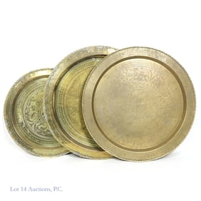 Large Brass Decorative Plates / Chargers China (3)