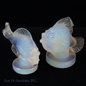 Sabino France Opalescent Glass Fish Figurines (2)