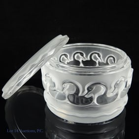 Lalique Frosted Crystal "Canard" Lidded Powder Box