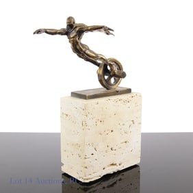 Ted Gall Wheel Man Statue Signed