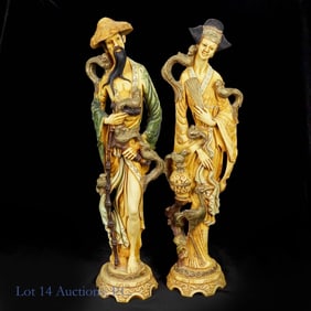 Pair of Chinoiserie Resin Sculptures