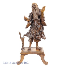 Chinese Root Carving - Shouxing with Crane