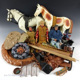 Vintage Marx Toys Lone Ranger Figures, Wagon, More