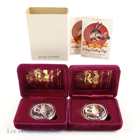 1990 USA Bugs Bunny 1 Ozt Silver Rounds (2)