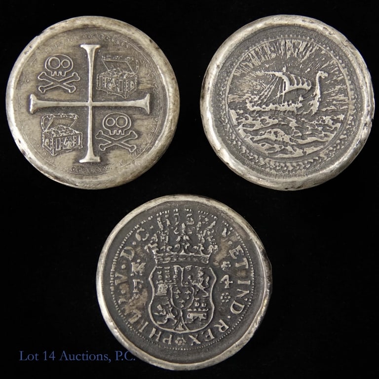 MK Barz 1 Ozt. 99.9% Silver Rounds (3): Three (3) MK Barz 99.9% silver troy ounce rounds. Silver content confirmed on Lot 14 Auctions electronic metal verifier and weighs 78.14 grams (3.034 ozt.) on our electronic balance. *** Lot 14 Auctio