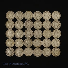 USA 90%-Silver Mercury Dimes (30)