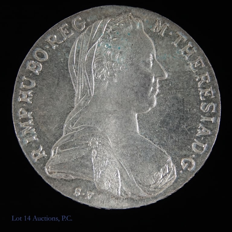 "1780" Austria Silver Maria Theresa Thaler GEM BU: RESTRIKE - "1780" Austria Silver Maria Theresa Thaler (Vienna Mint). Per consigner, a gorgeous highly popular crown-sized coin, very attractive piece in GEM BU condition. Originally struck in Austria 