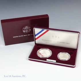 1992-S USA 90%-Silver & Clad Olympic 2-Coin set