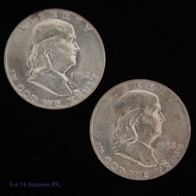 1952 (P) & 1952-D USA 90%-Silver Franklin 50c (2)