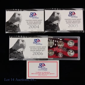 2004-2006 USA Silver 25c 50-States 5-coin Sets, 3