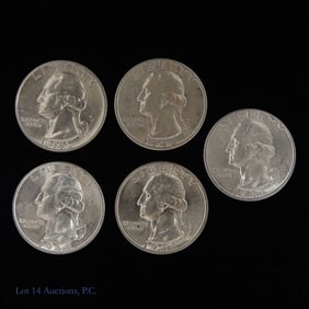 1942 - 1944 USA 90%-Silver Washington 25c CH BU, 5
