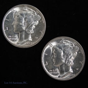 1944 (P) USA Silver Mercury Dimes (2)