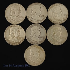 1948 - 1963 USA 90%-Silver Franklin 50c (7)
