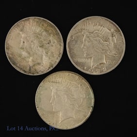 1923 (P) USA 90%-Silver Peace Dollars (3)