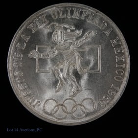 1968 Mexico Olympics 25 Peso Silver Coin