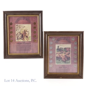 USA Buffalo 5c & Indian Head 1c Framed Displays, 2