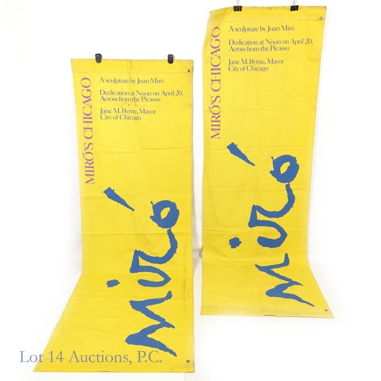 Pair of Joan Miro Street Banners c. 1981