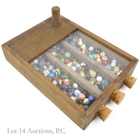 Vintage Marbles in Wood Dispenser