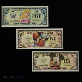 2007 & 2008 $5 & $10 Disney Dollars in CU (3)