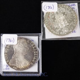 "1780" Austria 83%-Silver Maria Theresa Thalers, 2