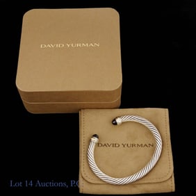 David Yurman Silver & 14k Gold Onyx Cable Bracelet