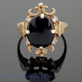 10K Y Gold Onyx Ring, Size 6.5
