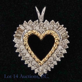 10K W Gold Sapphire Heart Pendant