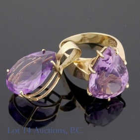 10KP Y Gold Amethyst Ring Pendant
