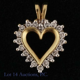 10K Y Gold Diamond Heart Pendant