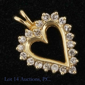 14k Y Gold Diamond Heart Pendant