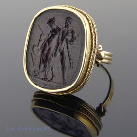 18k Y. Gold * Carnelian Intaglio Seal Ring, Sz. 5