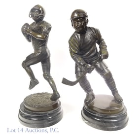 Bronze Style Statues Football & Hockey Players (2)