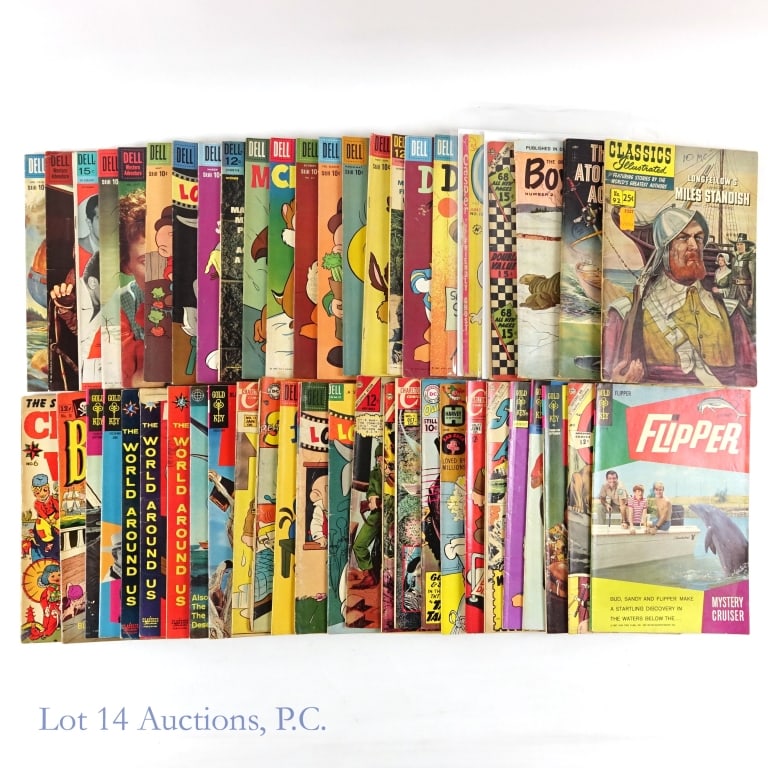 10 c., Four Colors & Key Comic Books (+45): 10 c., Four Colors & Key Comic Books (+45). Collection of over 45 comic books with the majority being 10, 12 and 15 cent books. Key Issue: Casper the Friendly Ghost #10 (1953) - First appearance of Sp