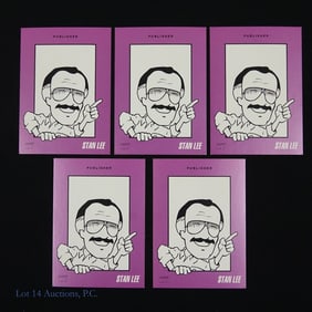 Stan Lee Autographed Marvel Staff Cards (5)