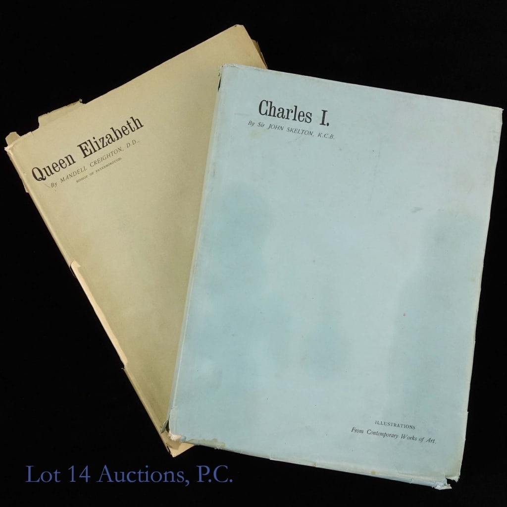 Two Rare 19th c. English History Books: Two rare paperback editions of books about English history. The first is a copy of Charles I by Sir John Skelton, K.C.B., with illustrations from Contemporary Works of Art, published 1898. The second