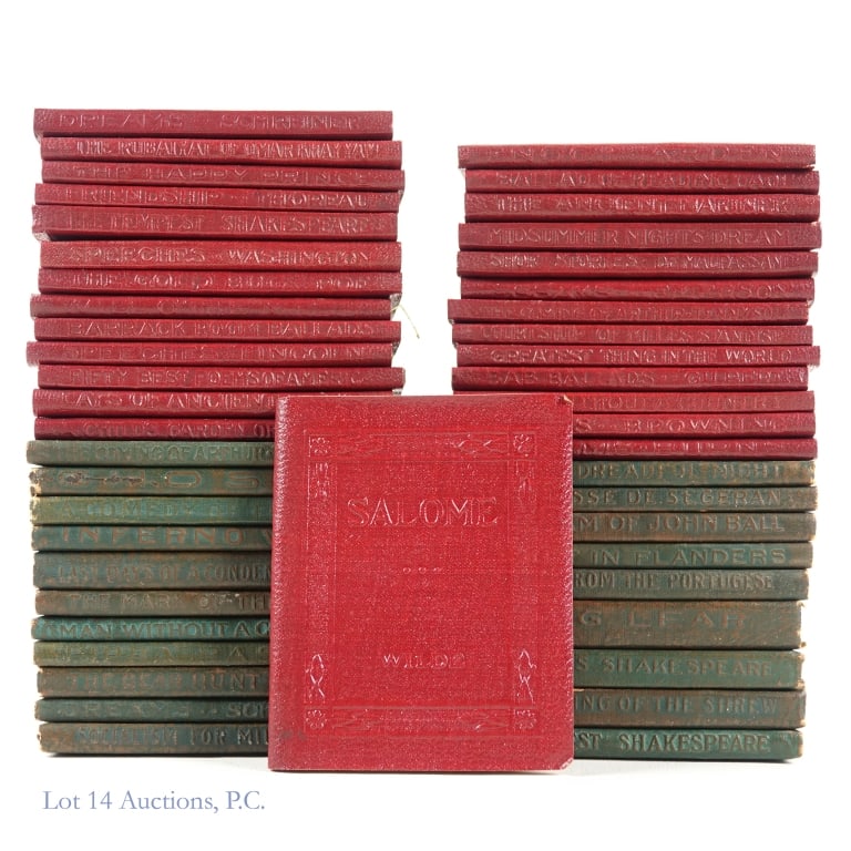 Little Leather Library Collection (47): 47 books published by the Little Leather Library Corporation some time between 1916 and 1923. 20 are bound in green leather and 20 are bound in red leather. Each book is approximately 4 x 3.25". All h
