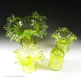 Vintage Uranium Glass Collection (4 pcs)