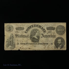 1864 Confederate States of America (CSA) $100 Note