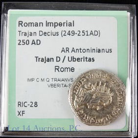 (249 AD) Roman Trajan Decius Silver Anton (XF)