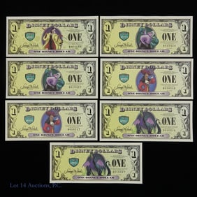 2013 USA $1 Disney Dollar Notes Seq S/Ns CU (7)