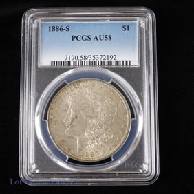 1886-S USA Silver Morgan Dollar (PCGS AU58)