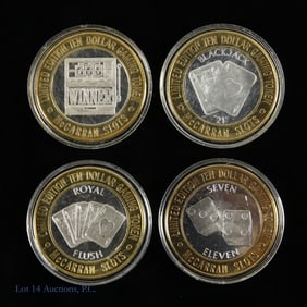 USA 99% Silver Las Vegas NV $10 Gaming Tokens (4)