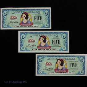 2002 $5 Snow White Disney Dollar Notes in CU (3)
