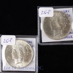 1925 (P) USA Silver Peace Dollars (2)