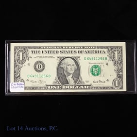 2001 USA $1 Fed Res Note - Offset Printing Error