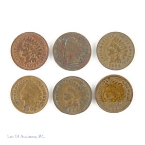 1891 - 1906 USA Indian Head Cents (6)