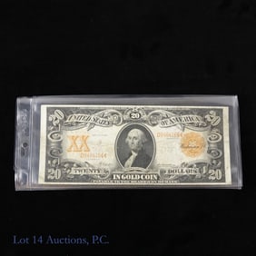 1906 USA $20 Gold Certificate - Gold Seal (VF)
