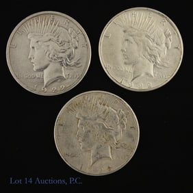 1922-S 90%-Silver Peace Dollars (3)