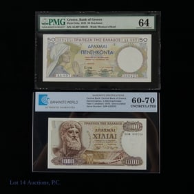 1935 & 1970 Greece Bank Notes (Graded), 2