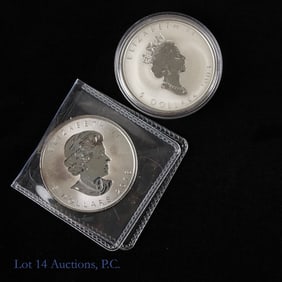 Canada $5 99% Silver 1 Ozt. Bullion Coins (2)